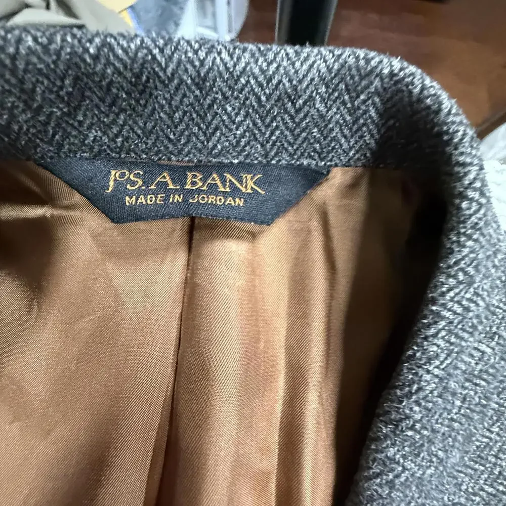 Men's Jos A‎ Bank Brown/Grey Wool Blend Herringbone micro velour Blazer Jacket